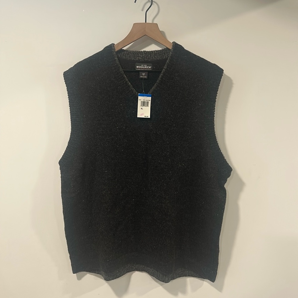Woolrich Signature Sweater Vest Wool Blend Onyx Heather Mens Size XL.